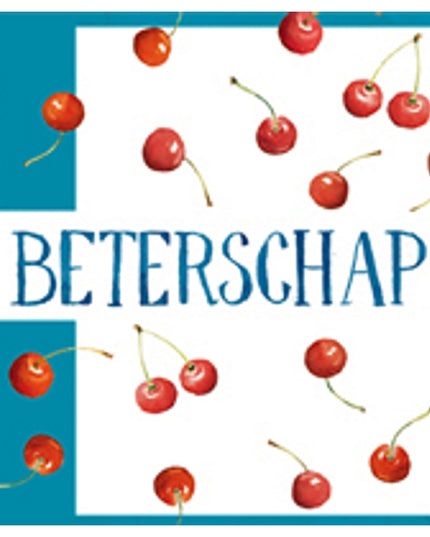 Square greeting card cherries, "Get well soon" (F04025)