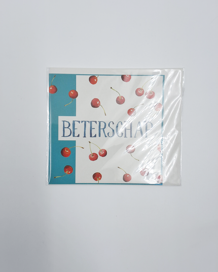 Square greeting card cherries, "Get well soon" (F04025)