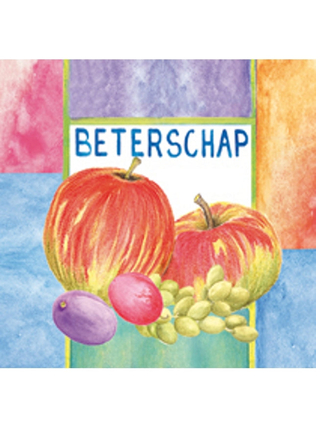 Vierkante wenskaart appels, "Beterschap" (F04029)
