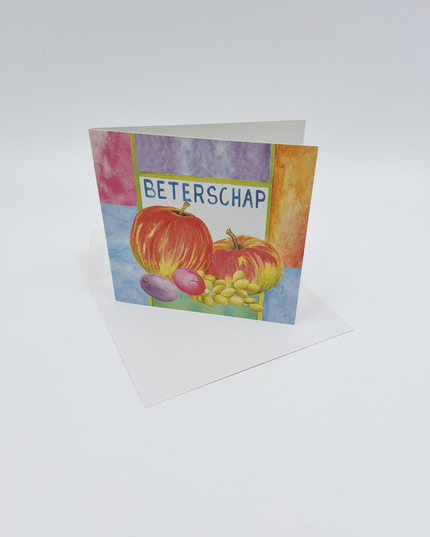 Vierkante wenskaart appels, "Beterschap" (F04029)