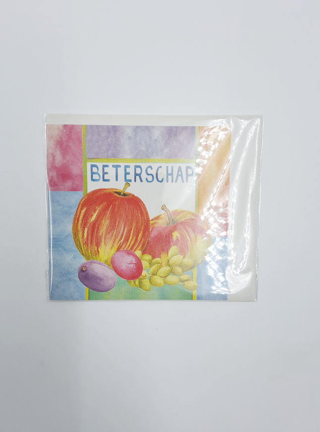 Vierkante wenskaart appels, "Beterschap" (F04029)
