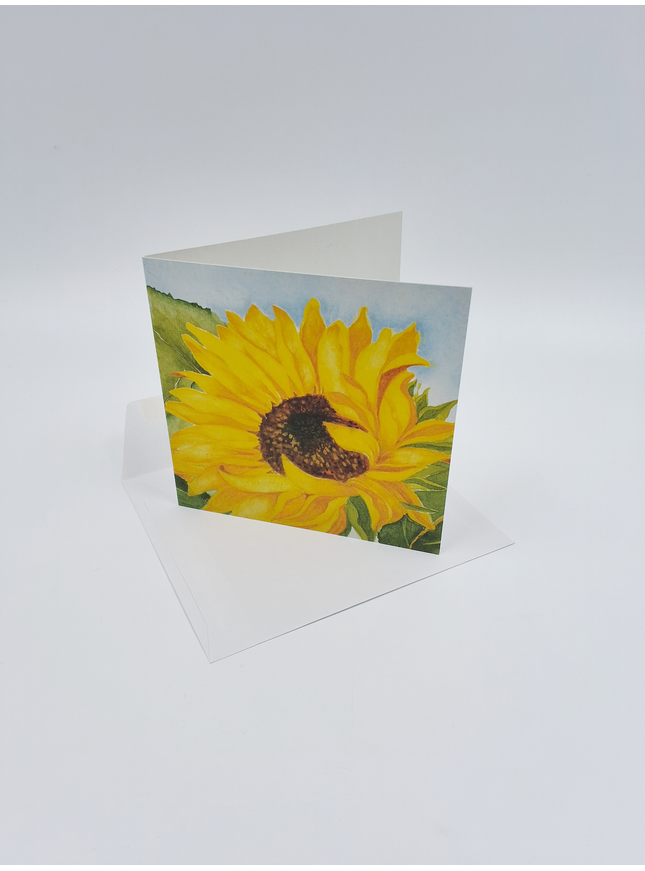 Vierkante wenskaart zonnebloem, Muriël (F04030)