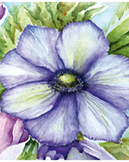 Vierkante wenskaart anemonen blauw (F04031)