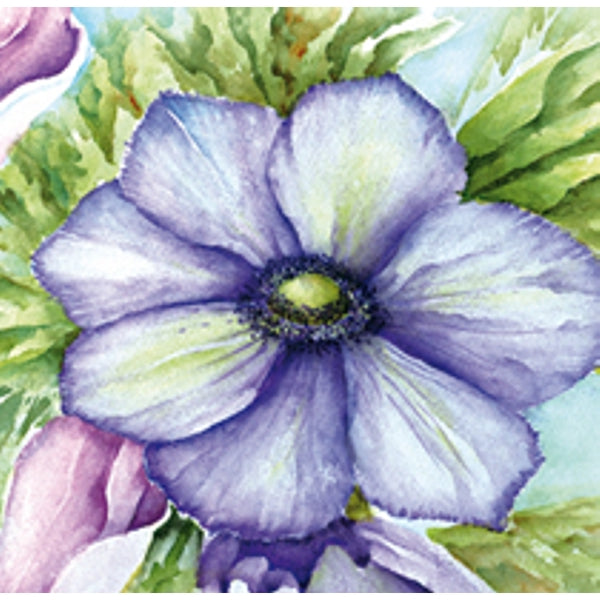 Vierkante wenskaart anemonen blauw (F04031)