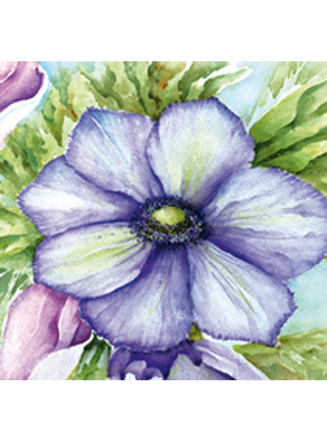 Vierkante wenskaart anemonen blauw (F04031)