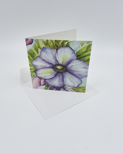 Vierkante wenskaart anemonen blauw (F04031)
