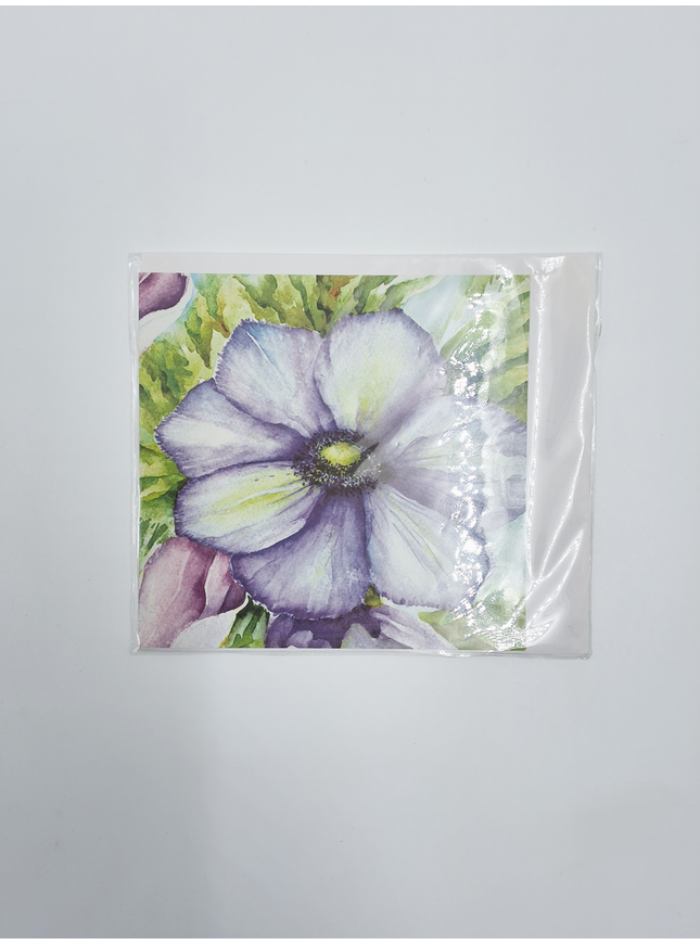 Vierkante wenskaart anemonen blauw (F04031)