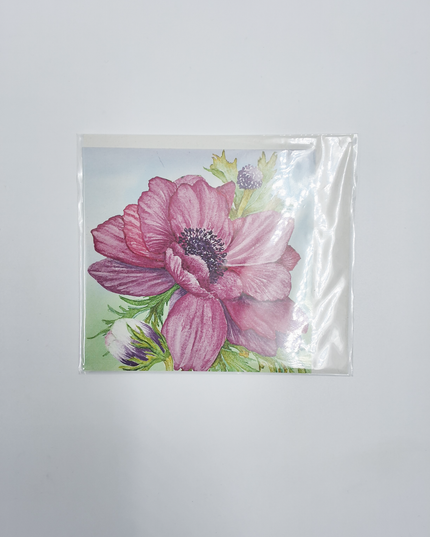 Vierkante wenskaart anemonen paars (F04033)
