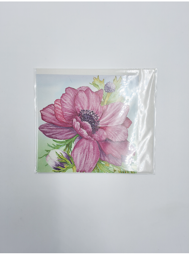 Vierkante wenskaart anemonen paars (F04033)