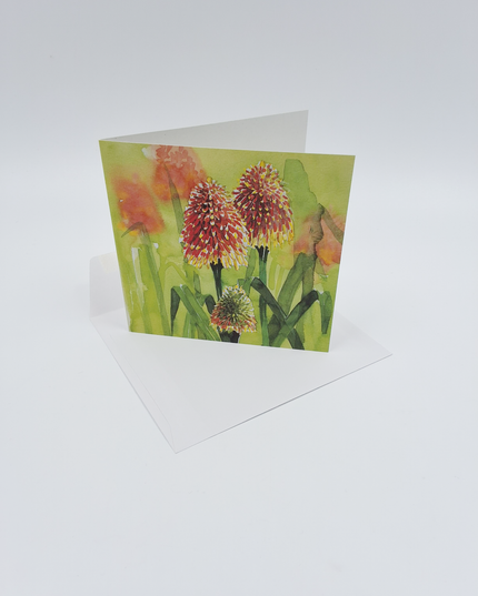 Vierkante wenskaart bloem vuurpijl (F04035)