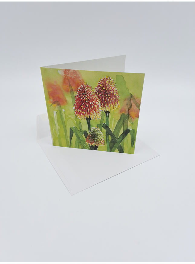 Vierkante wenskaart bloem vuurpijl (F04035)