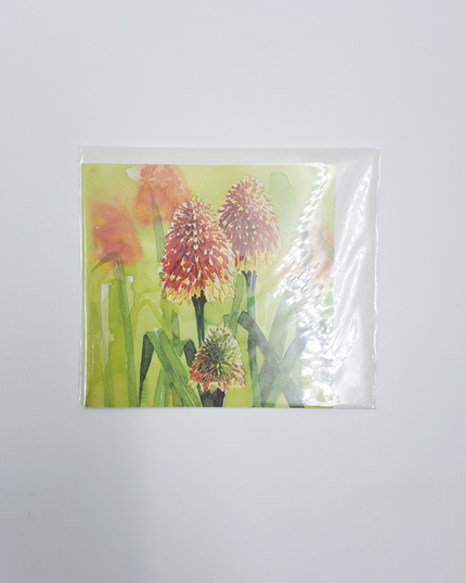Vierkante wenskaart bloem vuurpijl (F04035)