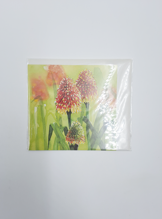 Carte de vœux carrée avec fleurs et feux d'artifice