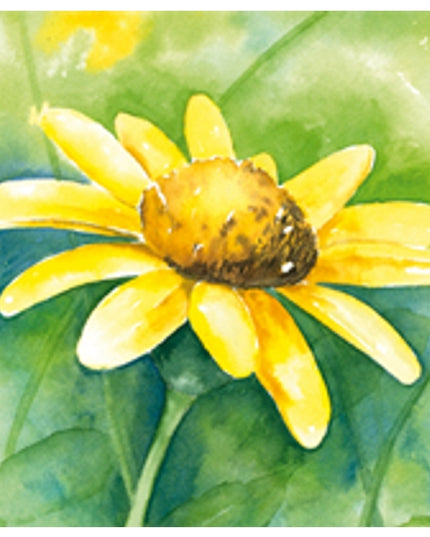 Vierkante wenskaart gele bloem (F04036)