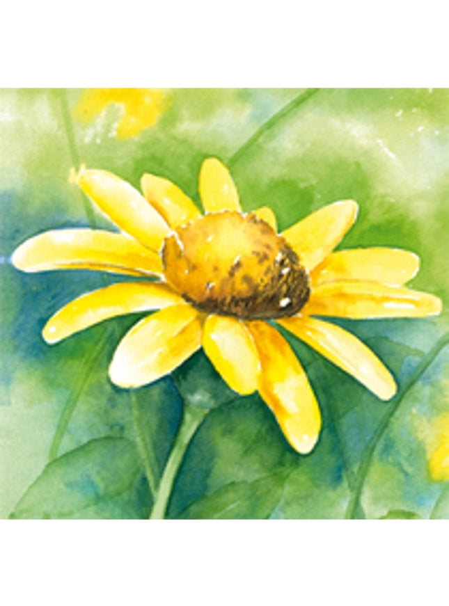 Vierkante wenskaart gele bloem (F04036)