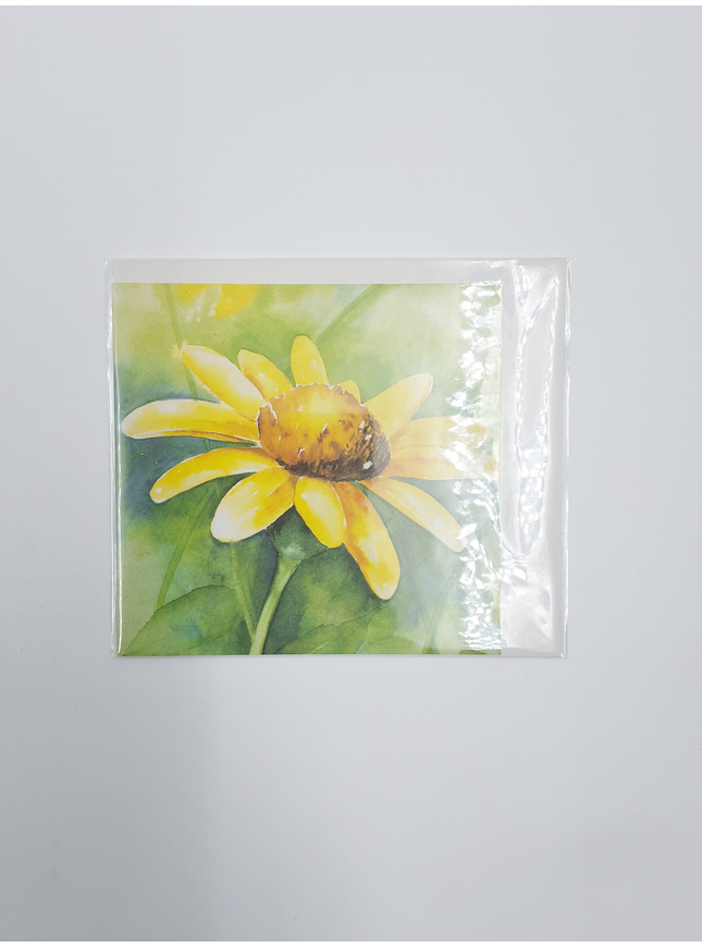 Vierkante wenskaart gele bloem (F04036)