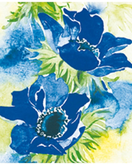 Vierkante wenskaart blauwe anemonen (F04039)