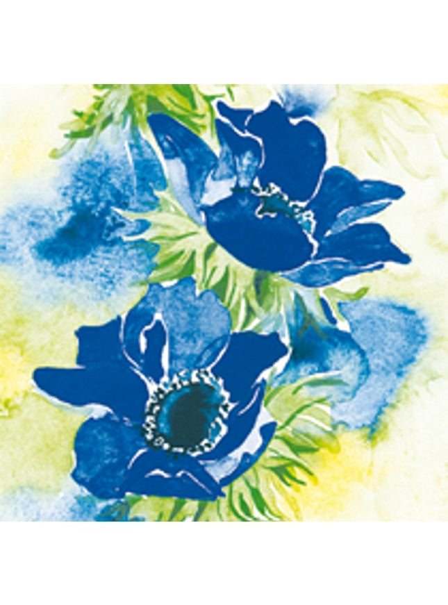 Vierkante wenskaart blauwe anemonen (F04039)