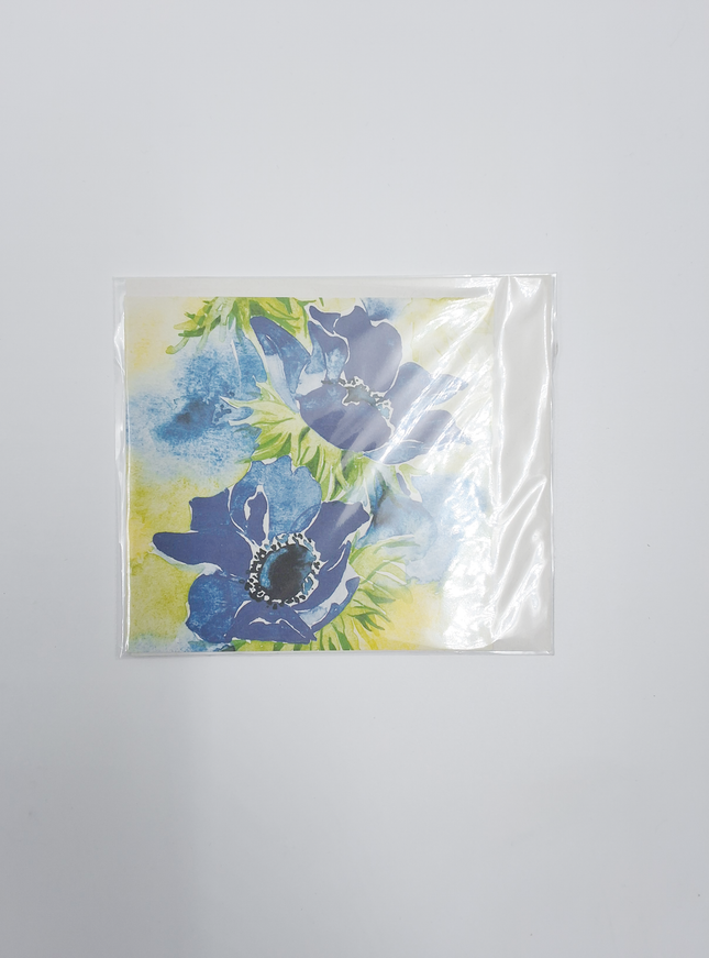 Carte de vœux carrée anémones bleues