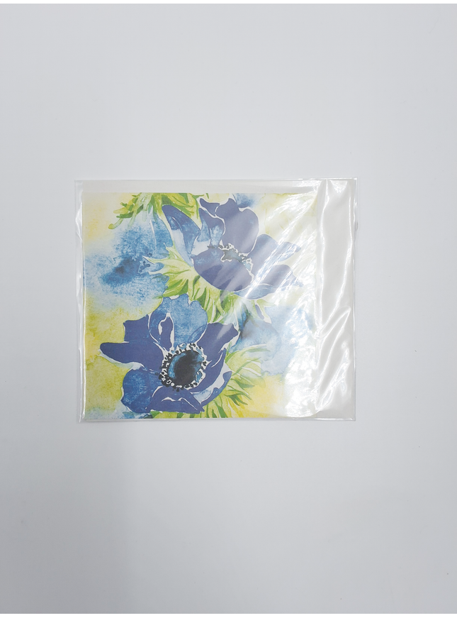 Vierkante wenskaart blauwe anemonen (F04039)
