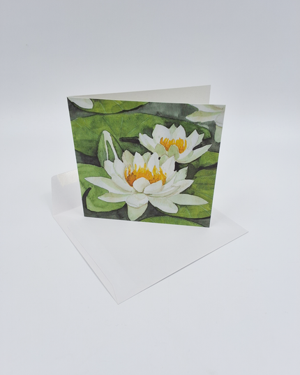 Square Greeting Card White Water Lilies (F04040)