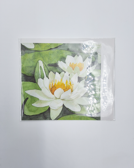 Square Greeting Card White Water Lilies (F04040)