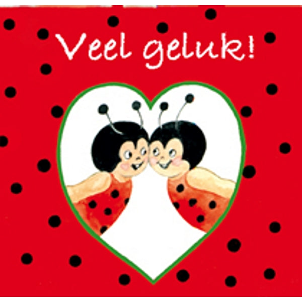 Vierkante wenskaart lieveheersbeestjes, "Veel geluk" (F04041)