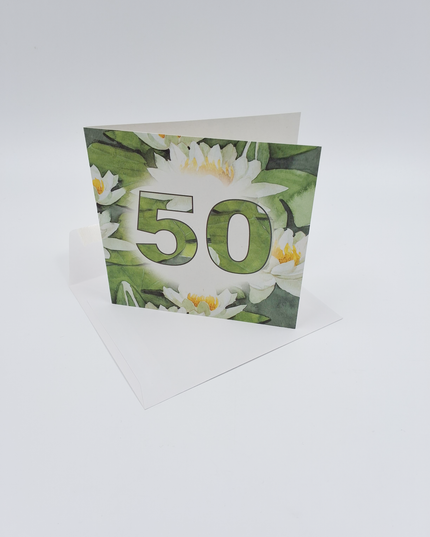 Vierkante wenskaart waterlelie, 50 (F04043)
