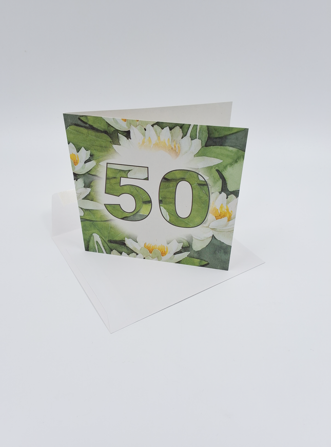 Vierkante wenskaart waterlelie, 50 (F04043)