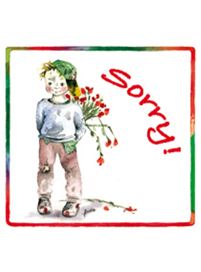Vierkante wenskaart kind, "Sorry" (F04046)