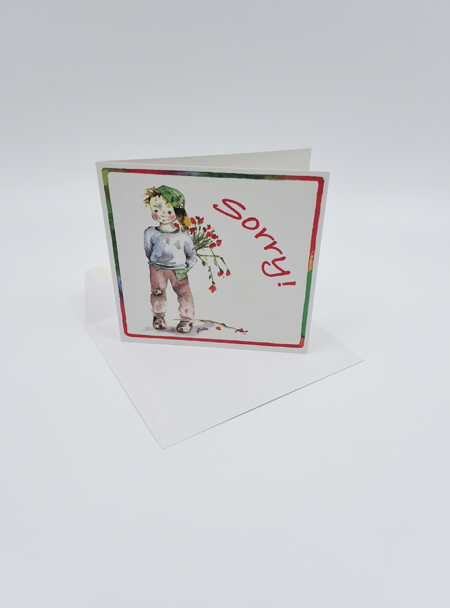 Carte de vœux carrée pour enfant, « Désolé »