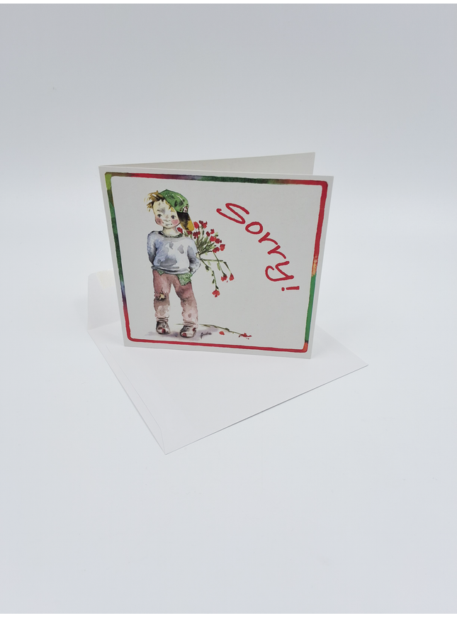 Vierkante wenskaart kind, "Sorry" (F04046)