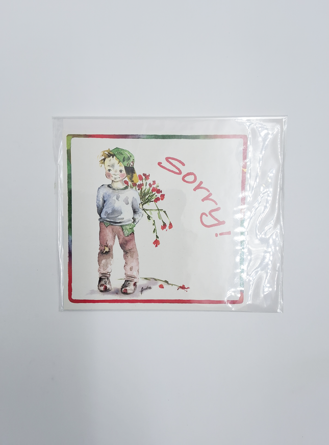 Carte de vœux carrée pour enfant, « Désolé »