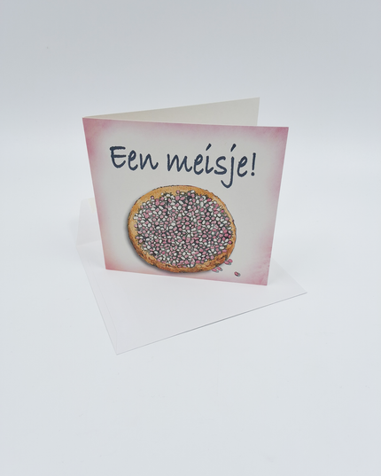 Square greeting card birth rusk, "It's a girl" (F04048)