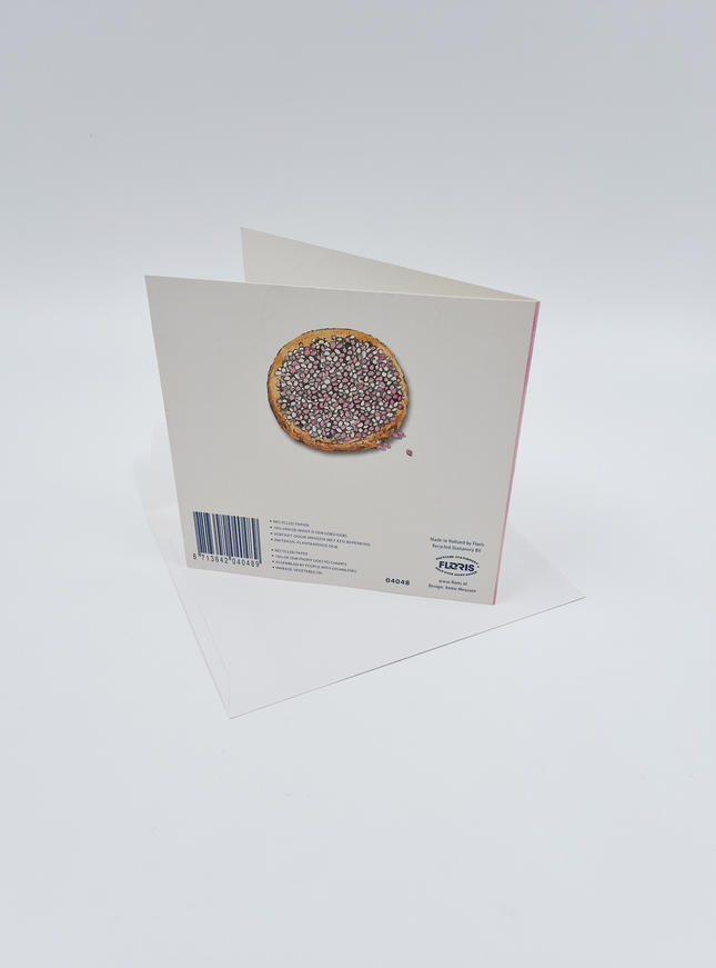 Vierkante wenskaart geboorte beschuit, "Een meisje" (F04048)
