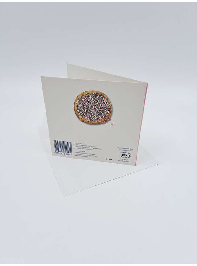 Vierkante wenskaart geboorte beschuit, "Een meisje" (F04048)