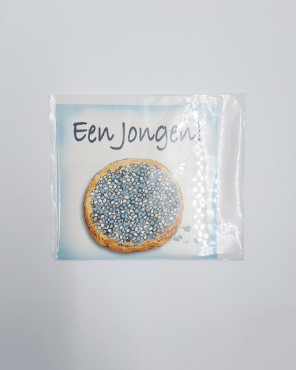 Square greeting card birth rusk, "It's a boy" (F04049)