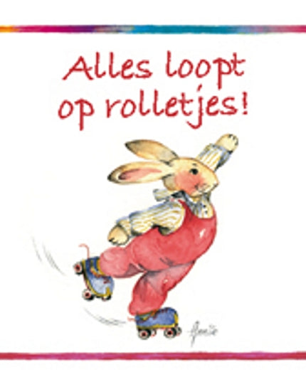 Square greeting card rabbit, "Everything is going smoothly" (F04051)