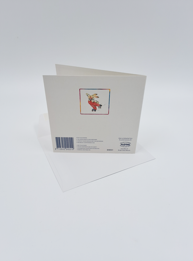 Carte de vœux carrée avec lapin, « Tout se passe bien »