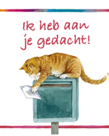 Square greeting card cat, "I was thinking of you" (F04052)