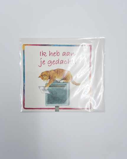 Square greeting card cat, "I was thinking of you" (F04052)