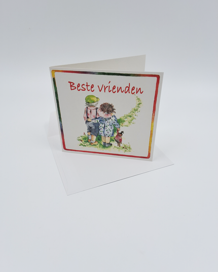 Square greeting card boy and girl, "Best friends" (F04053)