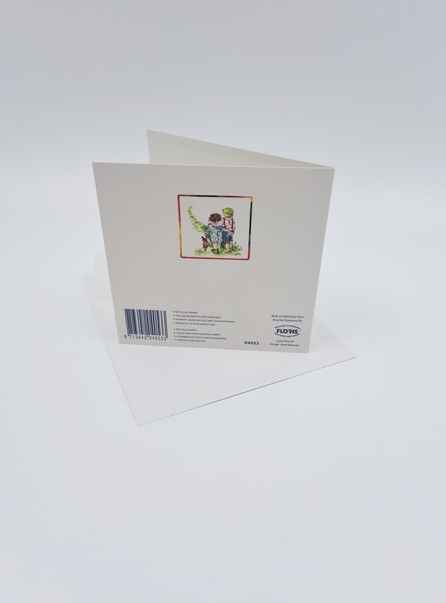 Carte de vœux carrée garçon et fille, « Meilleurs amis »