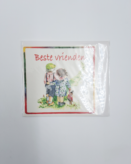 Square greeting card boy and girl, "Best friends" (F04053)