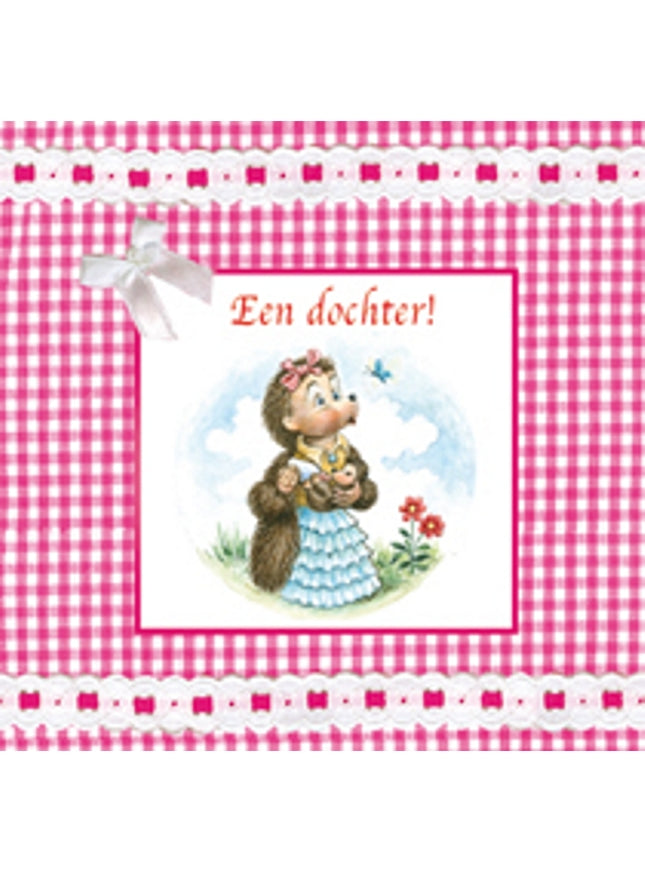 Vierkante wenskaart tulpen , "Een dochter!" (F04062)