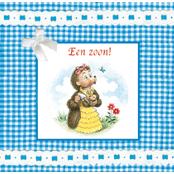 Vierkante wenskaart tulpen, "Een zoon!" (F04063)