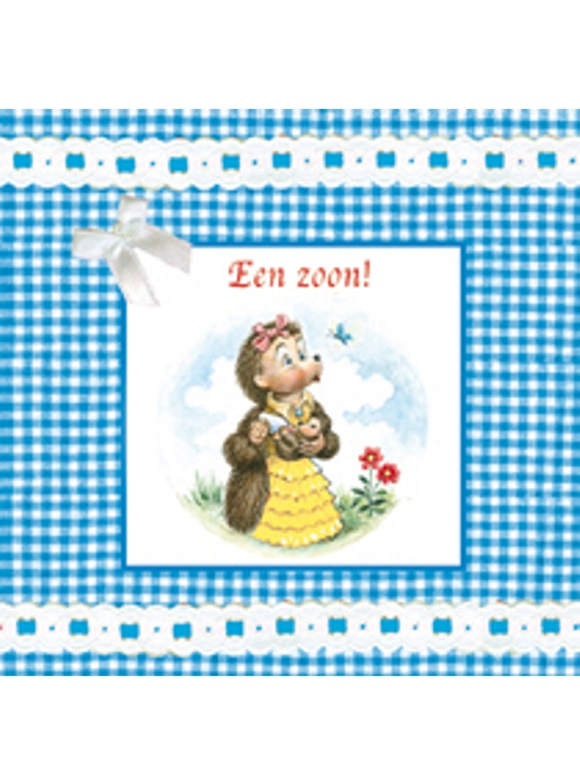 Vierkante wenskaart tulpen, "Een zoon!" (F04063)