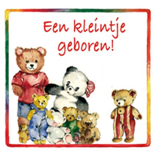 Vierkante wenskaart geboorte, "Een kleintje geboren!" (F04066)