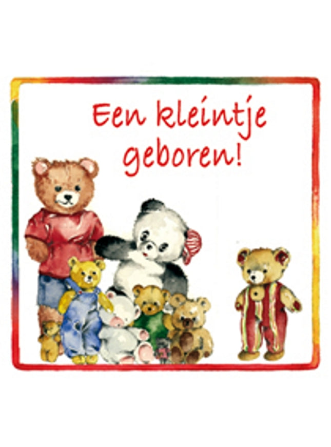 Vierkante wenskaart geboorte, "Een kleintje geboren!" (F04066)