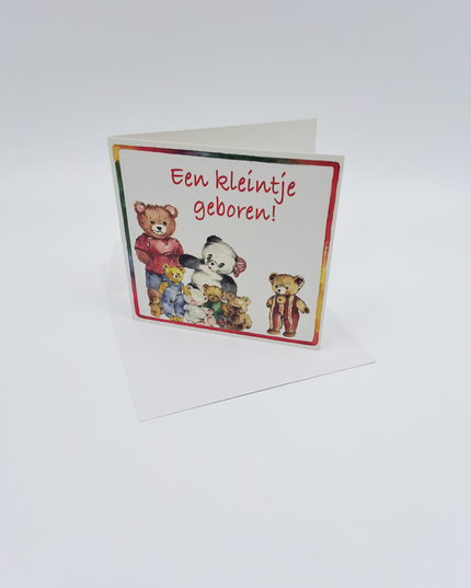 Square birth announcement card, "A little one is born!" (F04066)